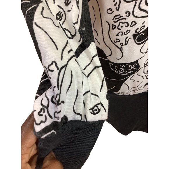 Vintage 1980's-90's Crescendo Black and White Portrait Print Tunic Dress- M/L - Picture 14 of 16